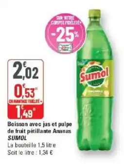 G20 Sumol Boisson avec jus et pulpe de fruit pétillante Ananas offre