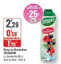 G20 Teisseire Sirop La Grenadine offre
