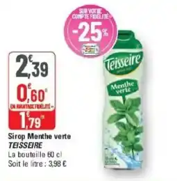 G20 Teisseire Sirop Menthe verte offre
