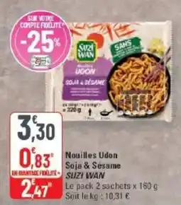 G20 SUZI WAN Nouilles Udons Soja & Sésame offre