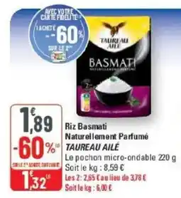 G20 TAUREAU AILÉ Riz Basmati offre
