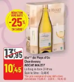 G20 ROCHE MAZET Vin++ de Pays d'Oc Chardonnay offre