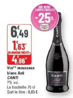 G20 CANTI Vin** mousseux blanc Asti offre