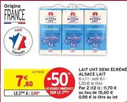 Intermarché Hyper Alsace lait - lait uht demi écrémé offre