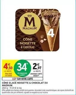Intermarché Hyper Magnum - cône glacé noisette & chocolat x4 offre