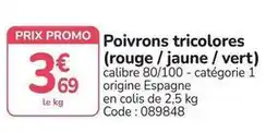 Promocash Promo - poivrons tricolores rouge / jaune / vert offre
