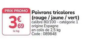 Promo - poivrons tricolores rouge / jaune / vert