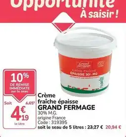 Promocash Grand fermage - crème fraîche épaisse offre