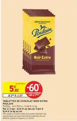 Intermarché Contact Poulain - tablettes de chocolat noir extra offre
