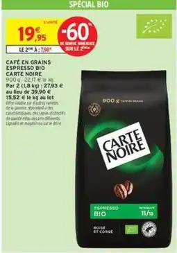 Intermarché Contact Carte noire - cafe en grains espresso bio offre