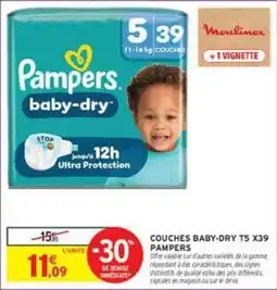 Intermarché Contact Pampers - couches baby-dry t5 x39 offre