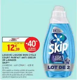 Intermarché Contact Skip - lessive liquide mon cycle court parafit anti odeur 39 lavages offre