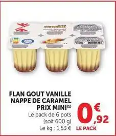 Prix mini - flan gout vanille nappe de caramel