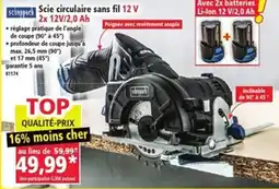 Norma Scheppach Scie circulaire sans fil 12 V offre