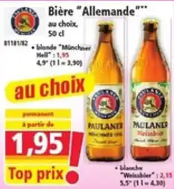 Norma PAULANER Bière "Allemande" offre