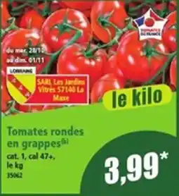 Norma SARL Les Jardins Vitrés Tomates rondes en grappes offre