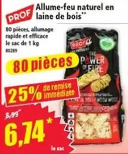 Norma PROF Allume-feu naturel en laine de bois offre