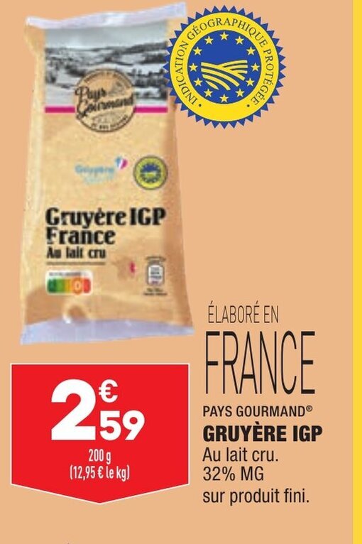 Promo Gruyère IGP chez ALDI