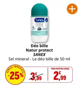 Coccinelle Express SANEX Déo bille Natur protect offre