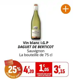 Coccinelle Express DAGUET DE BERTICOT Vin blanc I.G.P. Sauvignon offre
