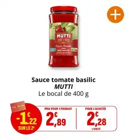 Coccimarket MUTTI Sauce tomate basilic offre
