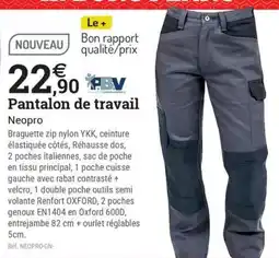 Espace emeraude PBV Pantalon de travail Neopro offre