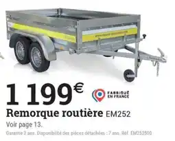 Espace emeraude EM252 Remorque routière offre
