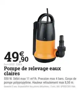 Espace emeraude Pompe de relevage eaux claires offre