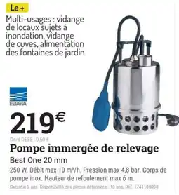 Espace emeraude Ebara Pompe immergée de relevage offre
