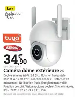 Espace emeraude TUYA Caméra dôme extérieure 2K offre