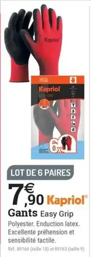Espace emeraude Kapriol Gants Easy Grip offre