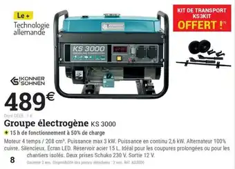 KONNER SOHNEN Groupe électrogène KS 3000