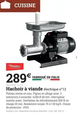 Espace emeraude Reber Hachoir à viande électrique n°12 offre