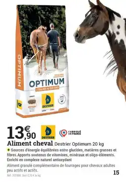 Espace emeraude Destrier Aliment cheval Optimum offre