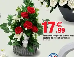 Bazarland Jardinière ange en ciment avec boutons de rose et gardénias offre