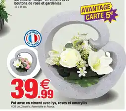 Bazarland Pot anse en ciment avec lys, roses et amaryllis offre