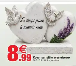 Bazarland Coeur sur stèle avec oiseaux offre
