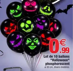 Bazarland Lot de 10 ballons halloween phosphorescent offre