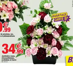 Bazarland Jardinière roses, chrysanthèmes, orchidées et lierre offre