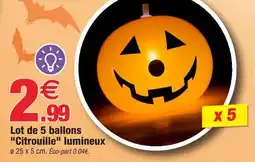 Bazarland Lot de 5 ballons citrouille lumineux offre