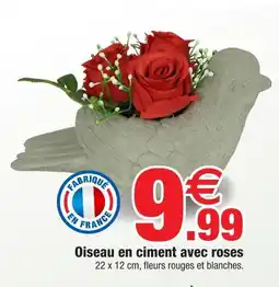 Bazarland Oiseau en ciment avec roses offre