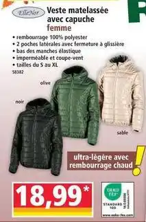 Norma Tex - veste matelassée avec capuche femme offre