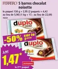 Norma Ferrero rocher - 5 barres chocolat noisette offre