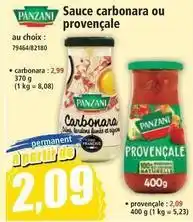 Norma Panzani - sauce carbonara ou provençale offre