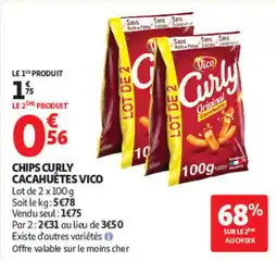 Auchan Vico Chips Curly Cacahuètes offre