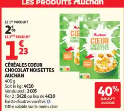 Auchan Auchan Céréales Coeur Chocolat Noisettes offre