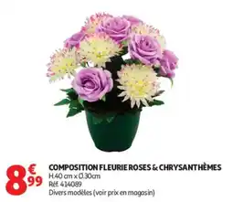 Auchan COMPOSITION FLEURIE ROSES & CHRYSANTHÈMES offre