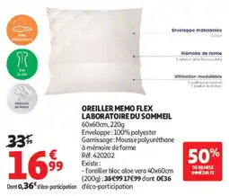 Auchan LABORATOIRE DU SOMMEIL OREILLER MEMO FLEX offre