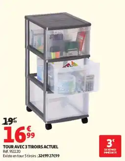 Auchan TOUR AVEC 3 TIROIRS offre