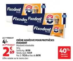 Auchan Fixodent Crème adhésive pour prothèses offre